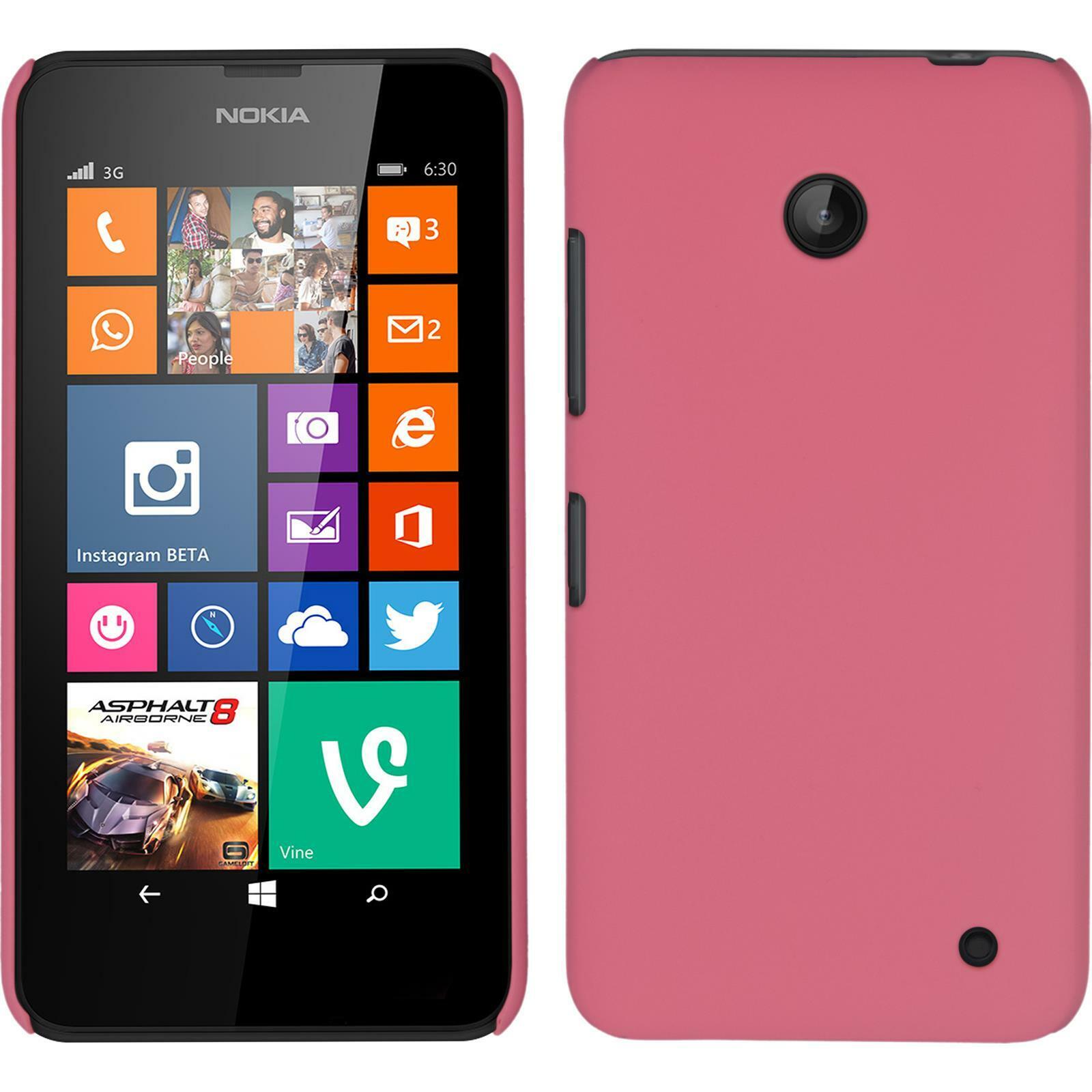 Hardcase für Nokia Lumia 630 Hülle rosa gummiert 2 Schutzfolien