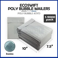 1-9000 #0 DVD 7.5x10 "EcoSwift" Poly Bubble Mailer Padded Envelope Bags 7.5 x 10