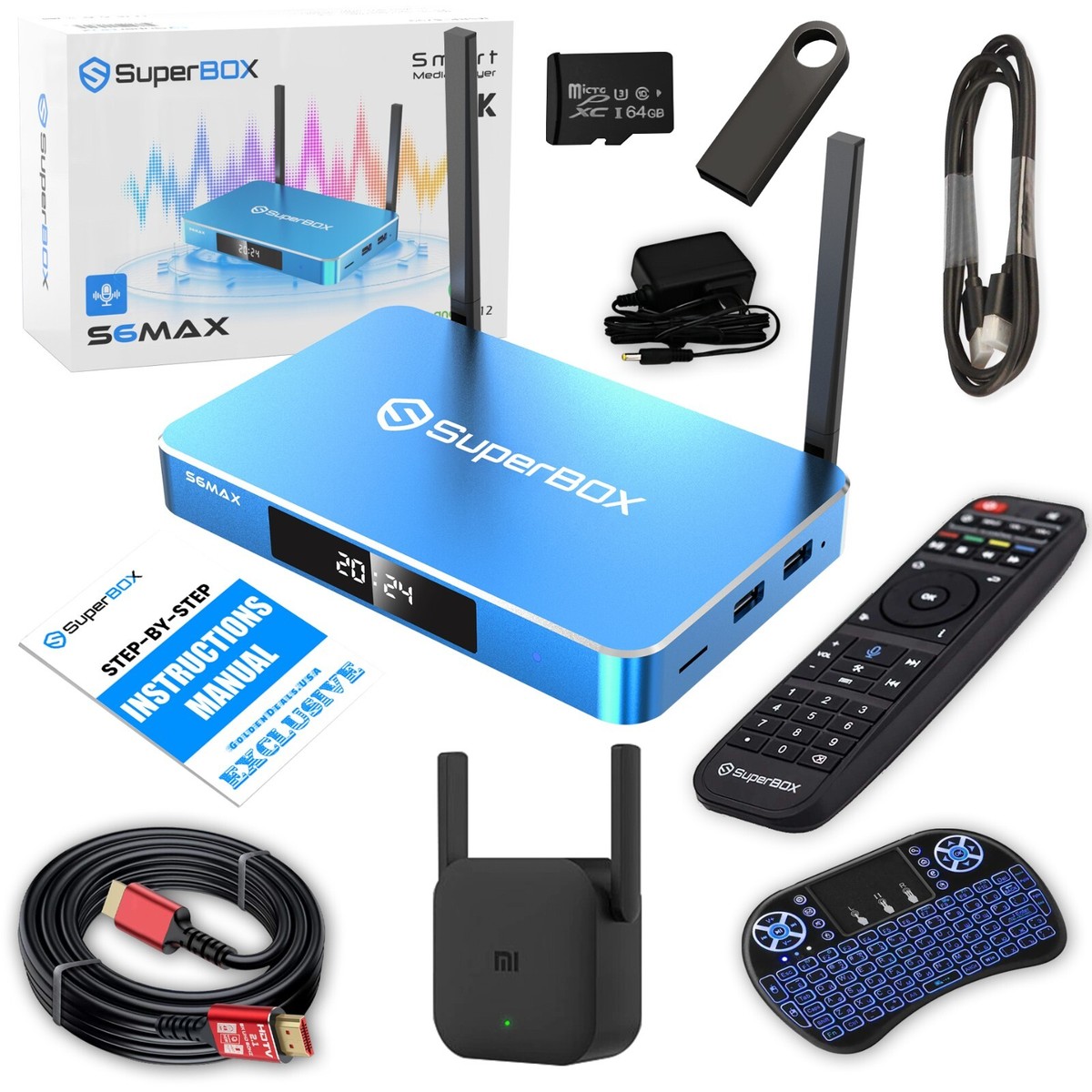 IN-STOCK SuperBox S6 Max Bundle 8K HDMI, 64GB Card/Drive, WiFi