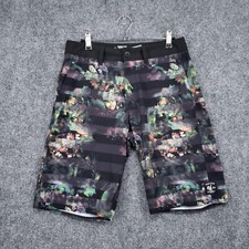 Vans Vanphibian Shorts Men 28 Black Floral Hybrid Board Swim Trunks Surf Stretch