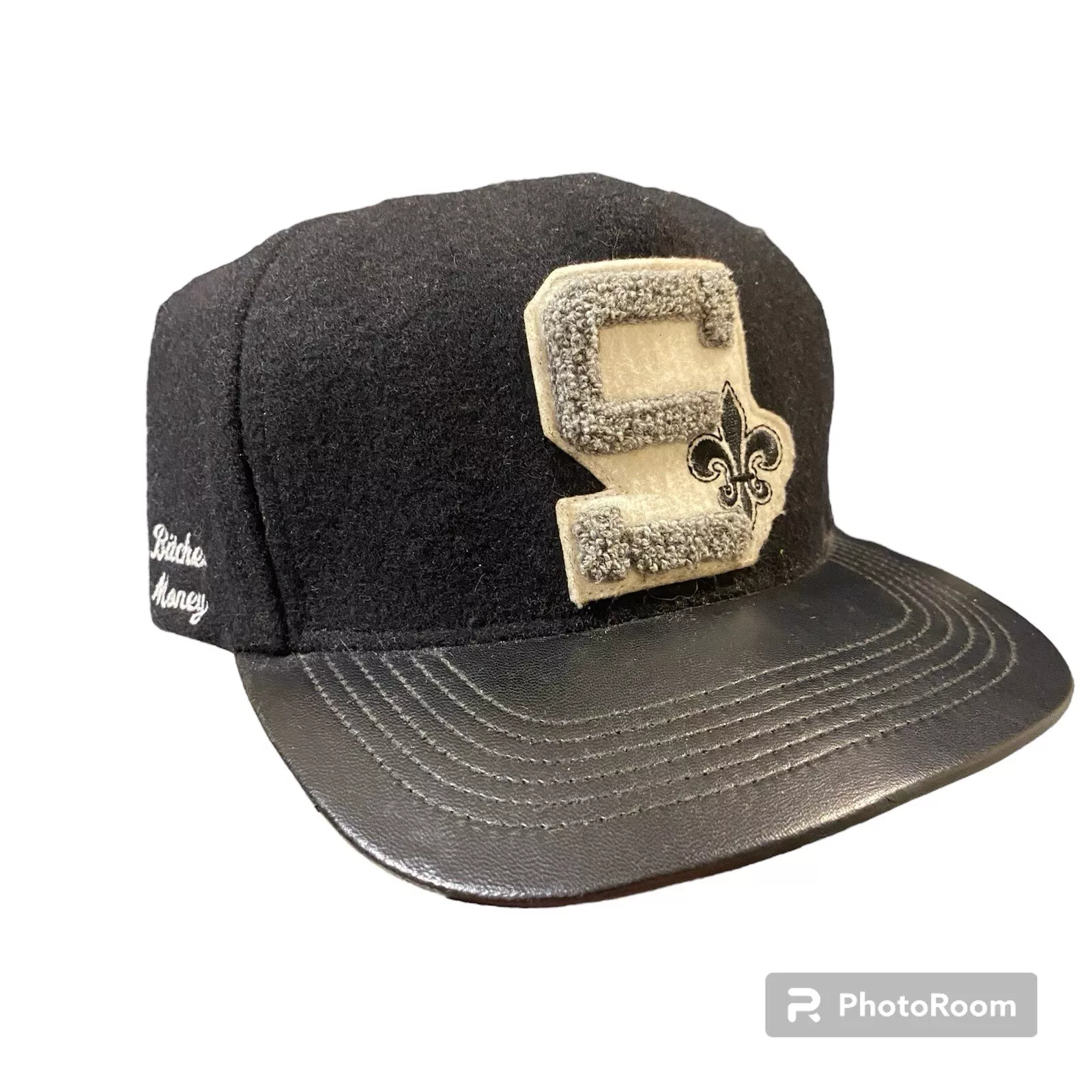 Casquette snapback noire 5 panneaux FW12 Supreme S chenille FBGM d'occasion fabriquée aux États Unis