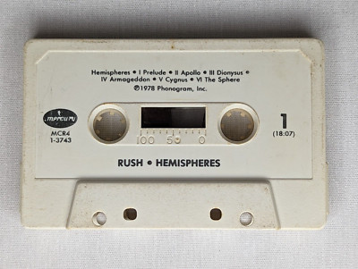 Rush Hemispheres 1978 Vintage Cassette Tape Pop Rock Music Mercury Records