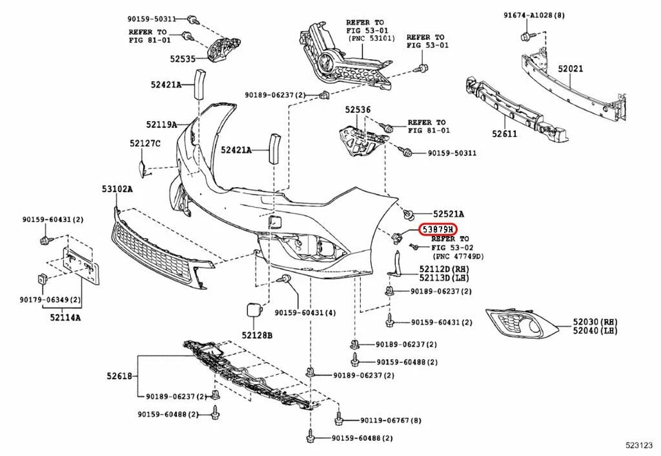 Clip de retención lateral para guardabarros Toyota OEM 53879-50020 para Lexus Foto 3 de 4