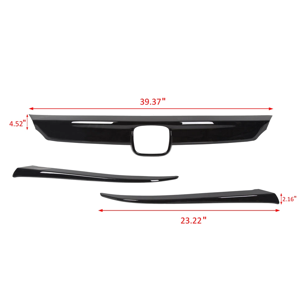 ABS Glossy Black Lip Front Grille Cover Moulding Trim For Honda Accord 2018-2020 - Imagem 2 de 4