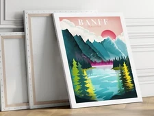 Banff Canada National Park 40x50cm Stretched Travel Canvas Wall Art Print