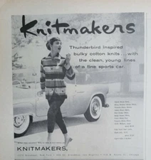 1956 Knitmakers women's clothing Ford Thunderbird convertible car vintage ad