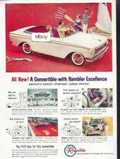 AMERICAN MOTORS RAMBLER 2 DOOR CONVERTIBLE IN WHITE FOR 1961 LOWEST PRICED AD
