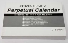 Citizen Perpetual Calendar Watch Instruction Manual/Guide Booklet BL1Caliber E76