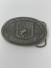 Bass Anglers Belt Buckle Brass Sportsman Society 1992 Fishing Buckle Vintage