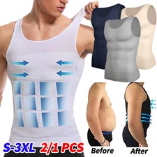US Men Slimming Body Shaper Tank Top Abdomen Gynomastica Compression Vest Shirts