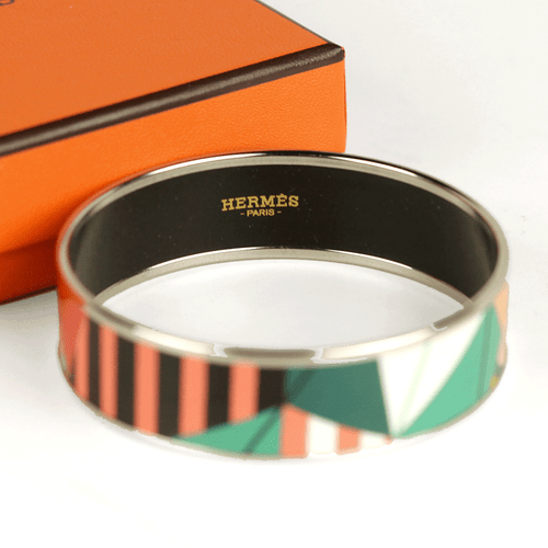 HERMES BRACELET 65 Wide Palladium-Plated Printed Enamel - Picture 3 of 4