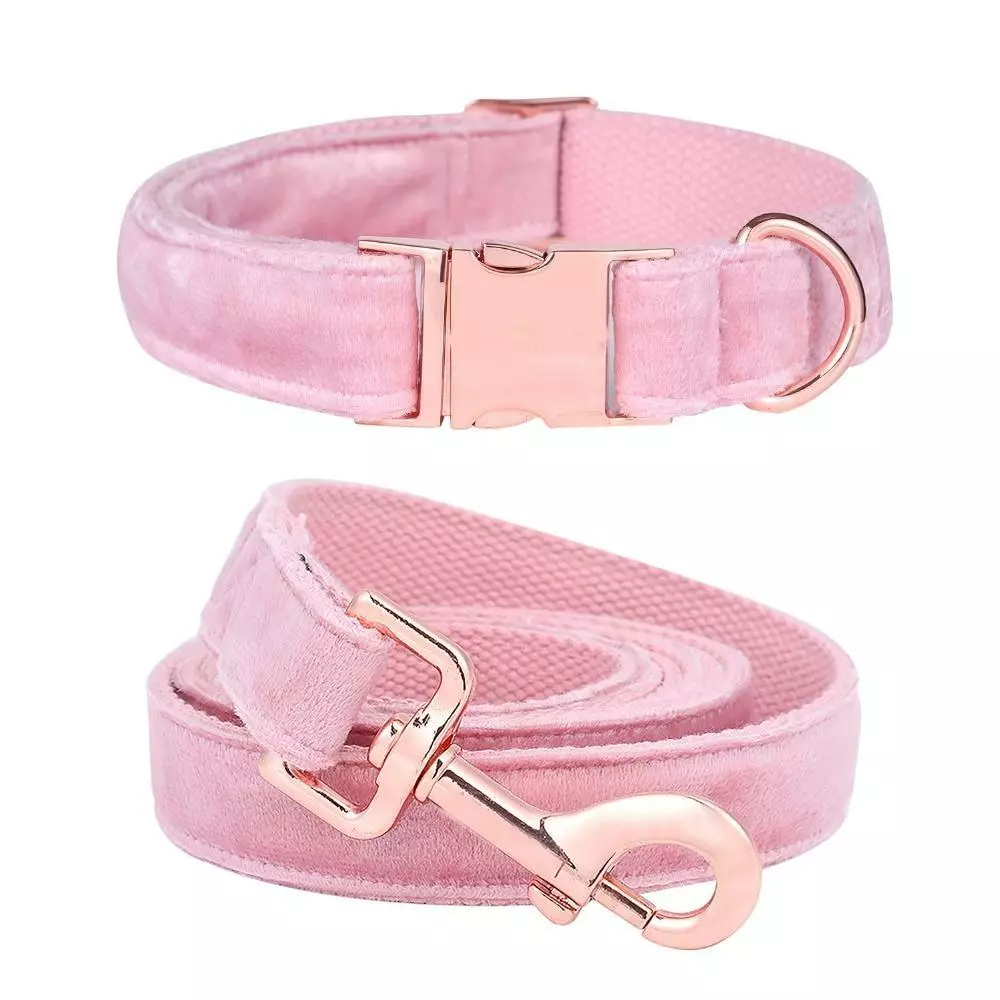 Pink Velvet Dog Collars Dog Leads Designer Dog Cat Collars