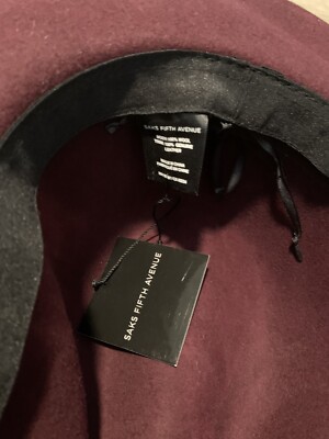 NWT Saks Fifth Avenue Fedoras Hats Women\'s 100% Wool Burgundy One Size Saks Fifth Avenue 100% Wool Hats for Women for sale | eBay main image 2