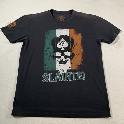 Zero FoxTrot Shirt Mens L Black Irish Afterlife Club St. Patty's Slainte Skull