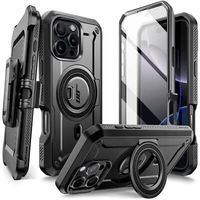 Handyhülle für iPhone 16 Pro Supcase Case Cover Futeral Etui Schutzhülle Schwarz