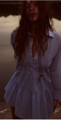 Zara 100% Cotton Blue Dress Embroidered Cutwork SS2023 Sz XL New +Tags RRP$75.95 - Picture 7 of 23