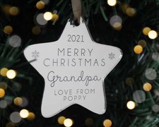 Personalised Grandparent Merry Christmas Star Bauble | Acrylic Christmas Tree De