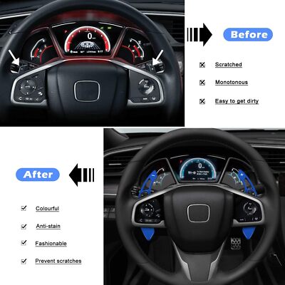 For Honda Accord Civic CRV Blue Aluminum Steering Wheel Paddle