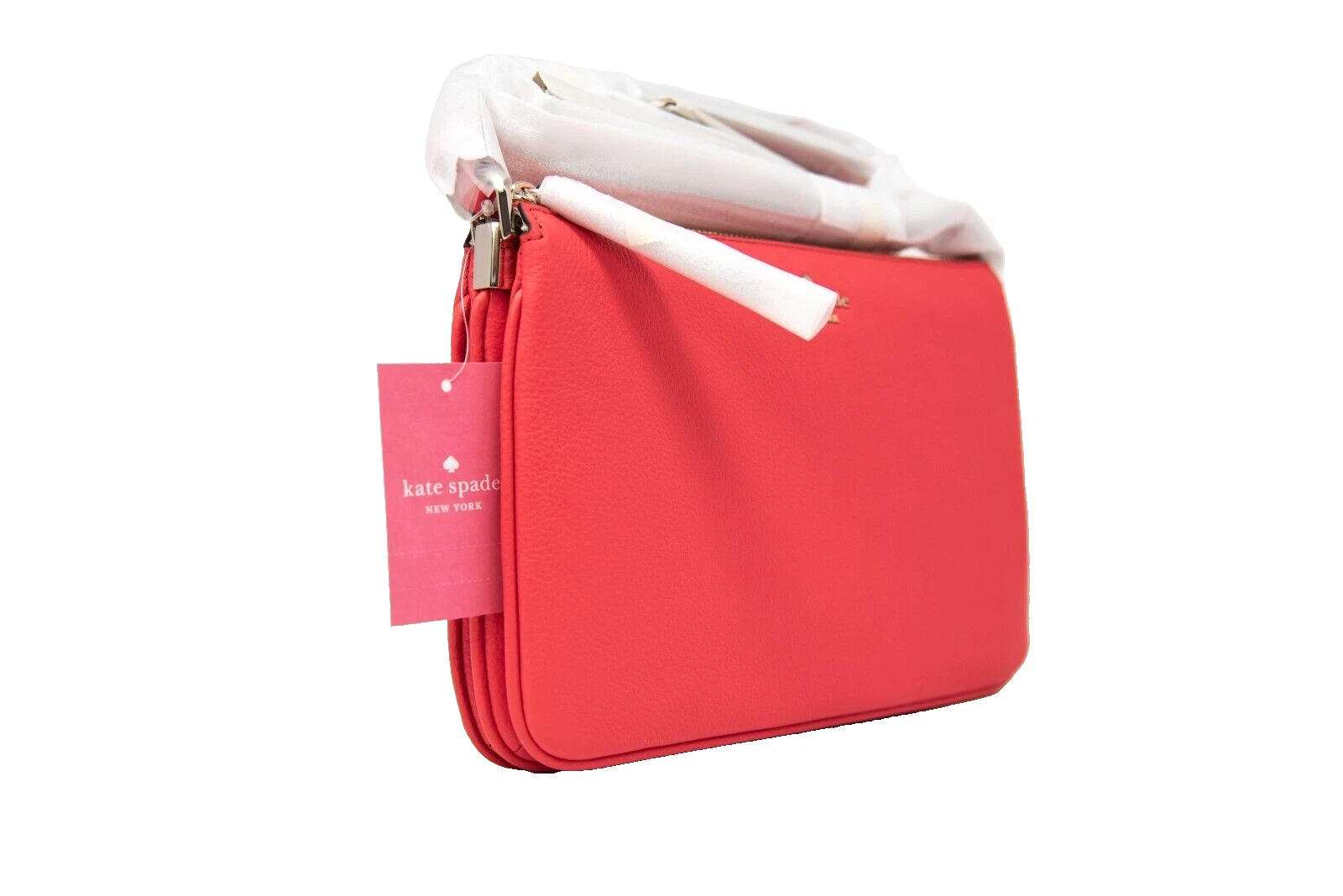 Borsa a tracolla Kate Spade Jackson Triple Gusset Stoplight (rosso) in pelle nuova con etichette