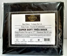 Marina Decoration BLACK Bamboo Rayon/ Polyester Bed Skirt KING SIZE- NEW