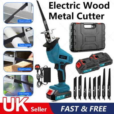 GOWTALL 21V Cordless Reciprocating Saw + 2 Battery & Charger Recip Sabre Saw Kit Set