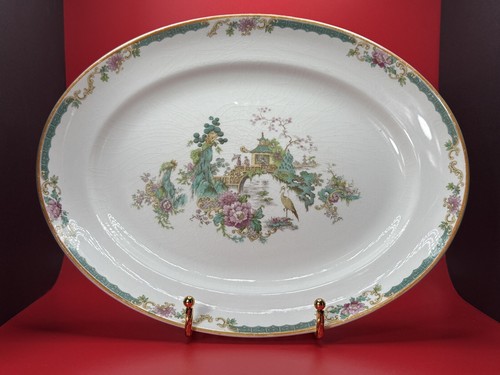 Vintage Imperial Semi Porcelain Flamingo Serving Platter Oriental Design England - 第 1/12 張圖片