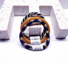 GOLD  NAVY -Original Roll-On  Bracelets, 7" round, made in Nepal 1 3 Sets 