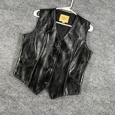 Tony Lama Leather Vest Womens Size 9/10 Small Brown Button Up Pockets Western