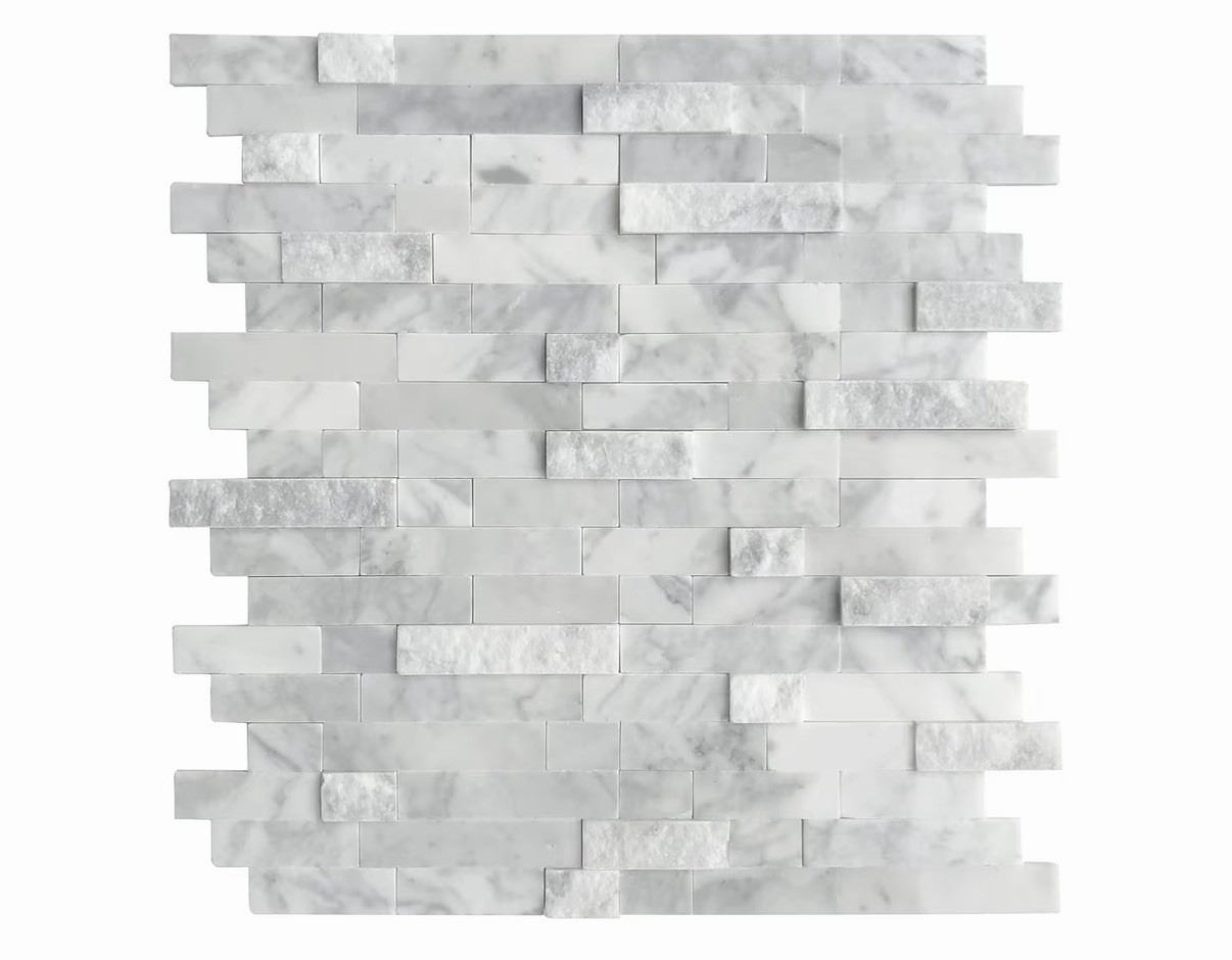 SUNWINGS 5-Sheet 12"x11" 3D Natural Marble Peel and Stick Backsplash Wall Tile