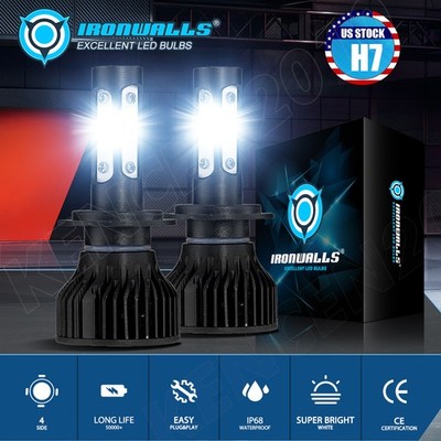 4-Sides H7 LED Headlight Bulb For Yamaha YZF-R6 2003-2015 YZF-R1 2006-2016 6000K