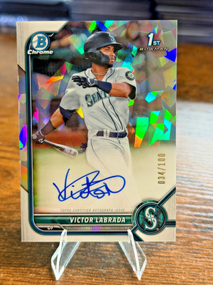 Victor Labrada 2022 Bowman Chrome Prospect Atomic Refractor Auto /100