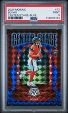 2024 Panini Mosaic - Bo Nix #12 Center Stage Blue /99 (RC) PSA 9