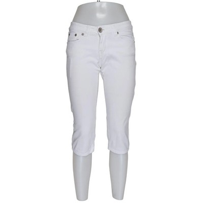 Used Jeans, Dreiviertelhose, Größe: 28, Weiß, Baumwolle/Elasthan, Einfarbig #LTC