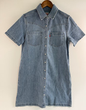 Levi's Women Louisa Short Sleeve Relaxed Fit Denim Dress w/ Pockets Blue XS NWT