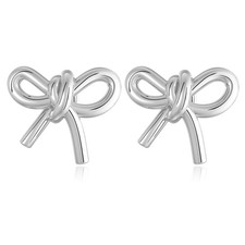 Silver Bow Earrings for Women Ribbon Stud Earrings for Women Sweet Bow Earrings