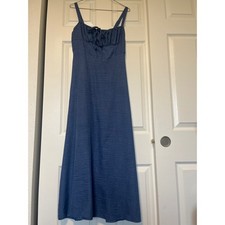 SHEIN Blue Denim Look Tie Front Midi Dress Women's Size L