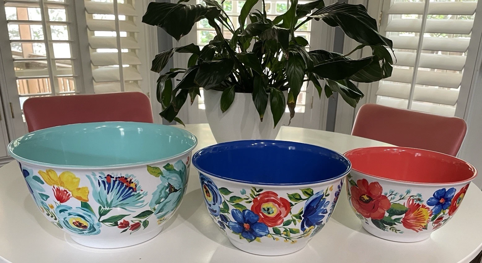 Set 3 Pioneer Woman Floral Spring Bouquet Melamine Nesting Mixing Bowl Serving