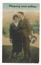 POSTCARD:  Unused; Divided; Early 20th Century - Whispering sweet nothings.
