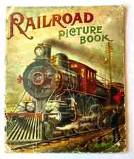 1908 Railroad Picture Book ~ McLoughlin Bros Chromolithograph Trains ~ Scarce 🎄