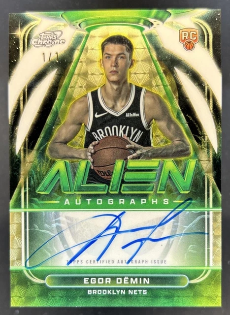 2025-26 Topps Cosmic Chrome Egor Demin Alien Auto RC Refractor SuperFractor #1/1