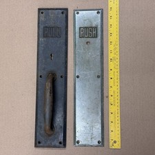 Vtg Sargent Entry Door Cast Brass Push and Steel Pull Plate w Handle