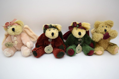 Boyds Bears Miniature Plush Bear Angels Christmas Ornaments w/ Tags-Lot of 4