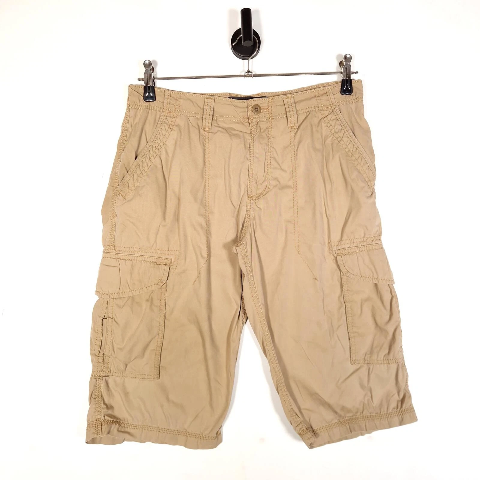 Lee Cargo Shorts Size W32 Stretch Mens Beige Cotton Blend Summer Utility Pockets