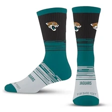 For Bare Feet NFL JACKSONVILLE JAGUARS Spray Zone Crew Sock Team Color Large