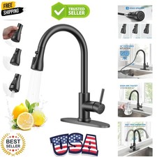 Matte Black Kitchen Faucet, Kitchen Sink Faucet with Pull Down Sprayer Single...