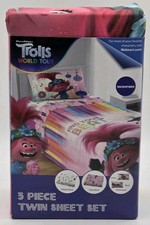 Trolls World Tour 3 Pc Twin Bed Sheet Set Multicolor Microfiber DreamWorks