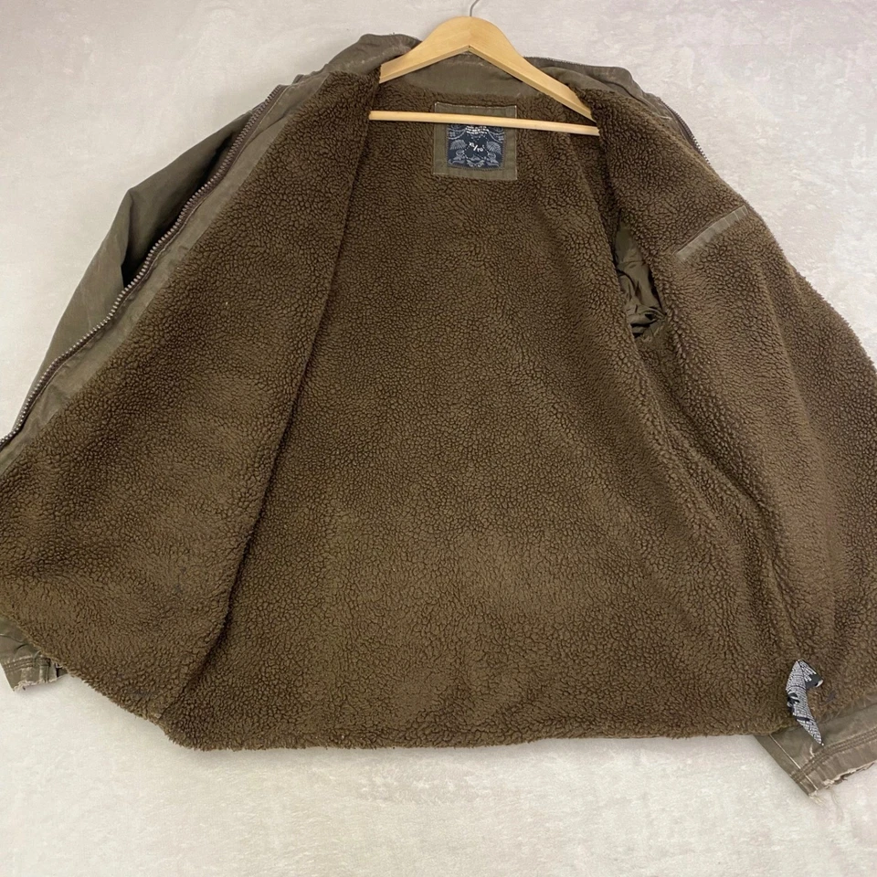 Chaqueta Quiksilver Para Hombres XL Verde Oliva Cremallera Completa Forrada Sherpa Tareas de Granero Foto 4 de 4