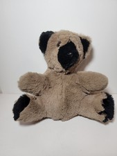 Vintage Genuine Mink Fur Teddy Bear 10" Seated Handmade Artisan Tan Black Mask