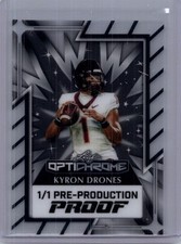 Kyron Drones 2025 Leaf Metal Football 1/1 Pre Production Proof