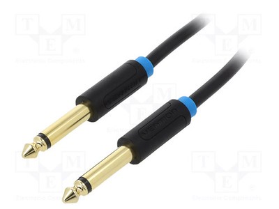 PVC Kabel Jack 6,3mm 2pin Stecker,beiderseitig schwarz